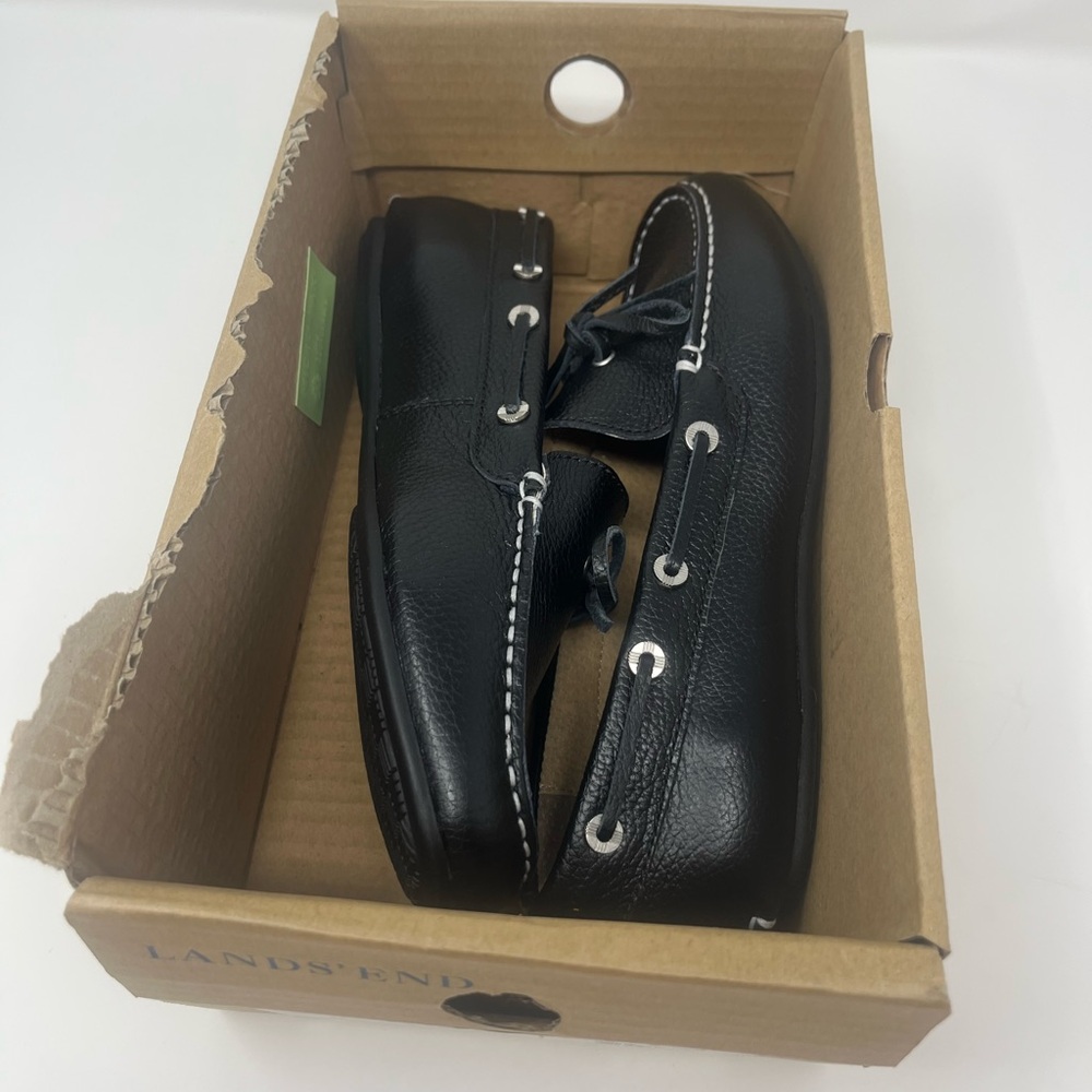 LANDS' END Loafers Joanne Classic Car Driver Shoes Black Leather Women's 7.5 NEW - Picture 8 of 9